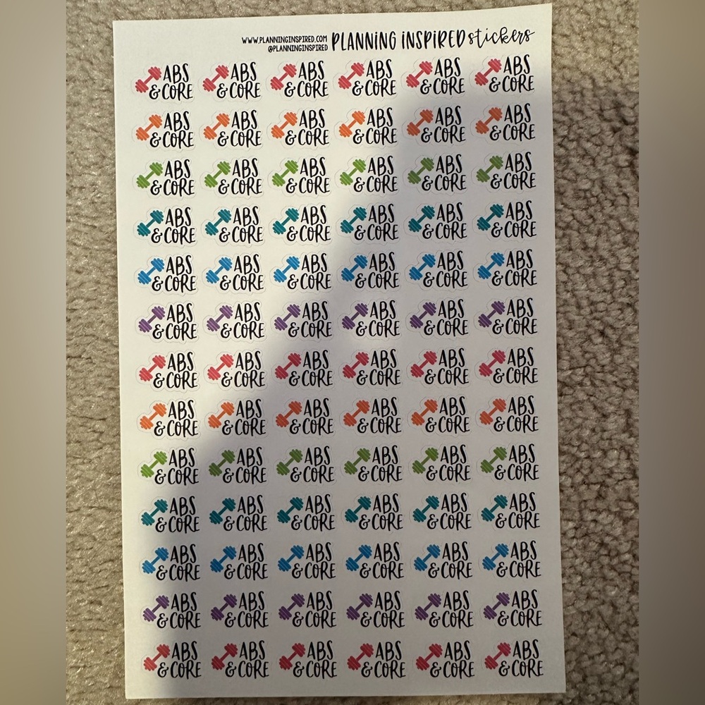 Colorful Abs & Core Planner Stickers